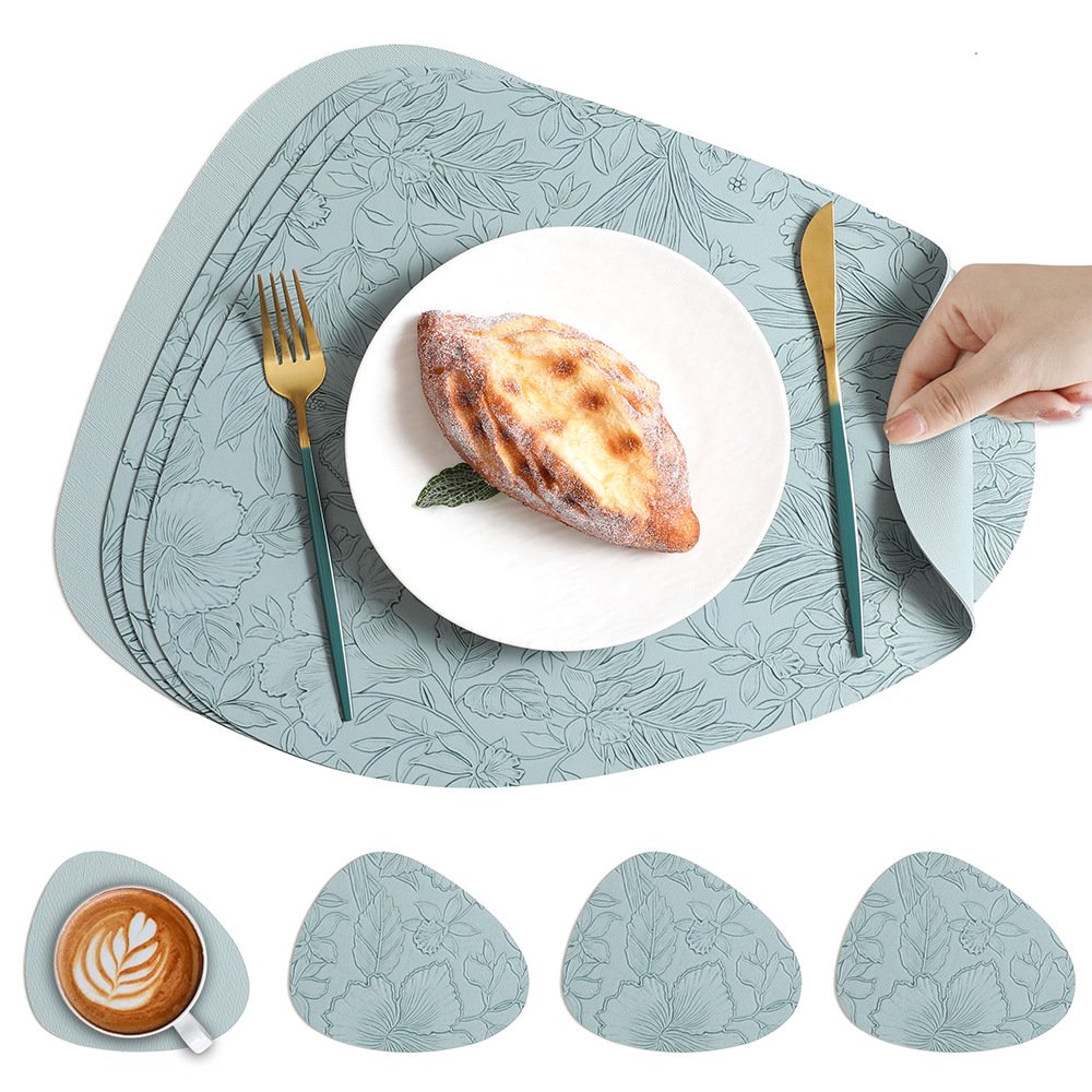 Custom Embossed Floral Teardrop Leather Placemat