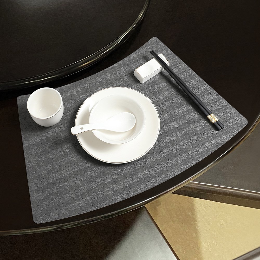 Custom Nappa Texture Fan-Shaped Leather Placemat detail