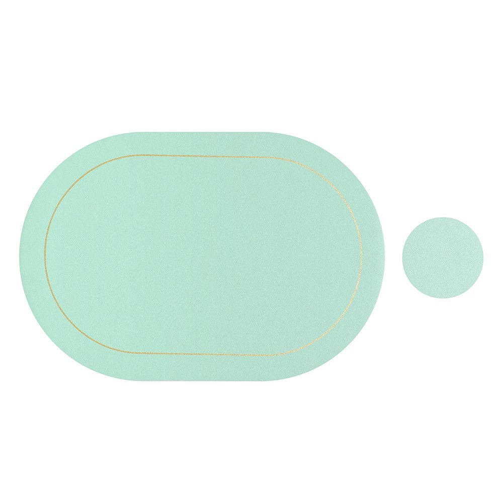 Custom Two-Tone Oval Leather Placemat for Hotels detail
