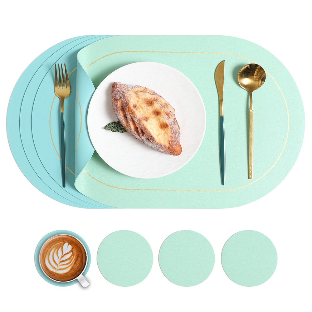 Custom Two-Tone Oval Leather Placemat for Hotels detail
