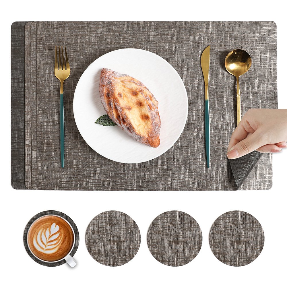 Custom Metallic Grain Rectangular Hotel Leather Placemat