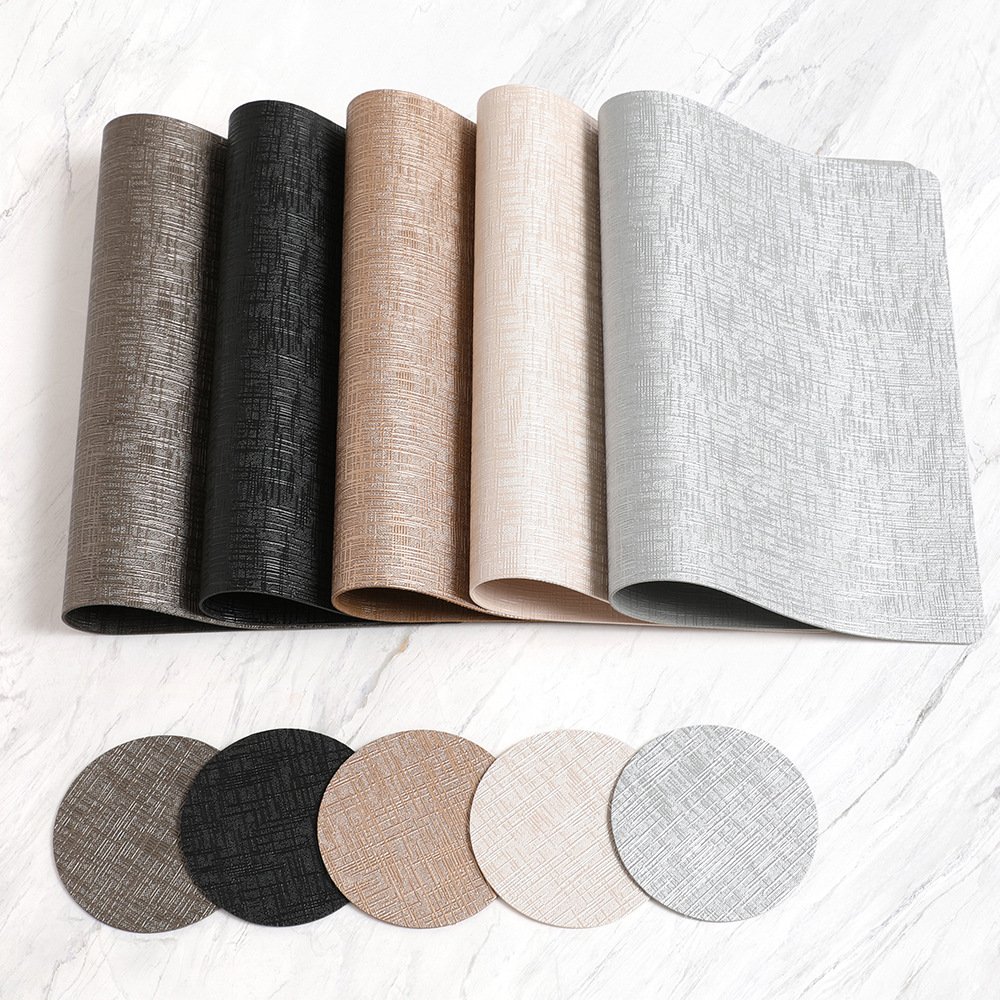 Custom Metallic Grain Rectangular Hotel Leather Placemat detail