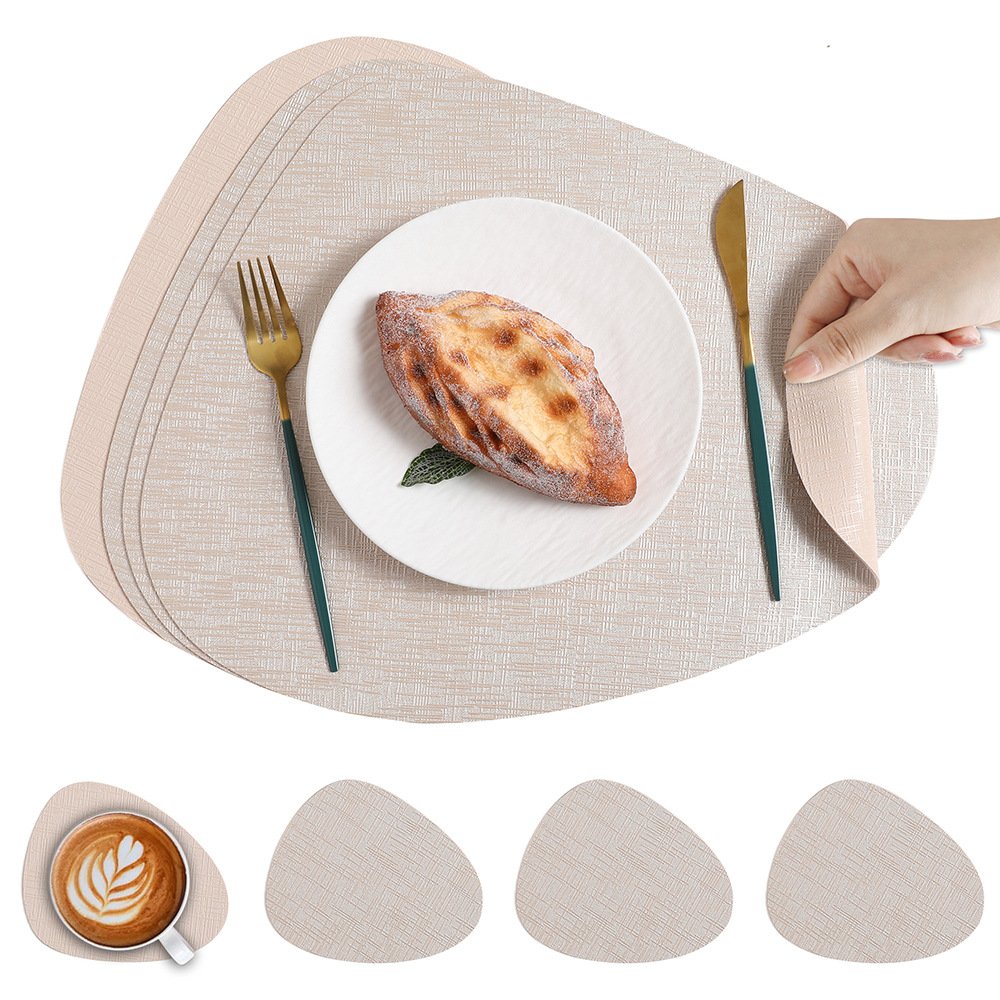 Custom Metallic Grain Teardrop Leather Placemat detail