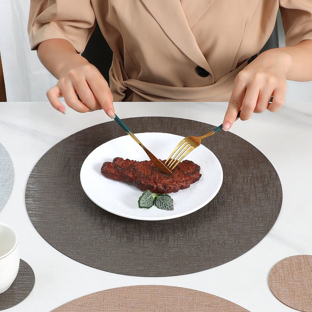 Custom Nappa Texture Round Leather Placemat detail