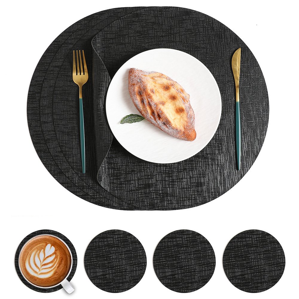 Custom Nappa Texture Round Leather Placemat detail