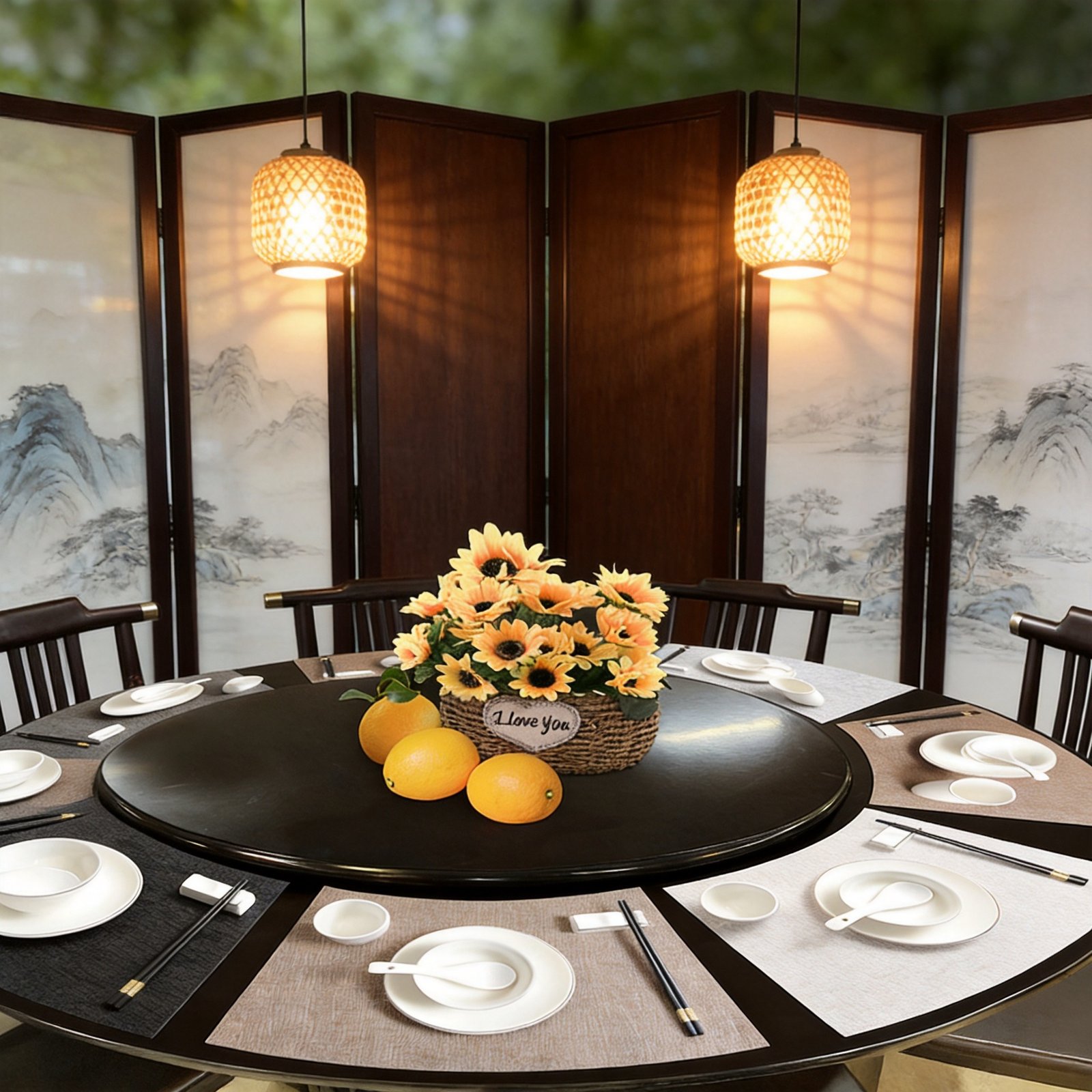 Custom Metallic Grain Fan-Shaped Leather Placemat