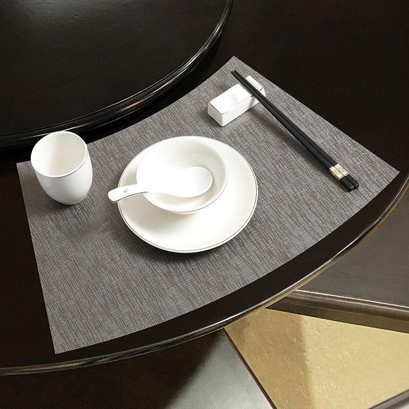 Custom Metallic Grain Fan-Shaped Leather Placemat detail
