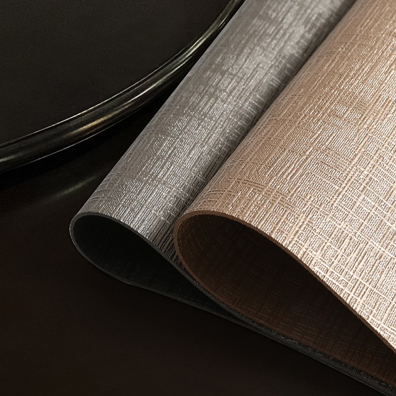 Custom Metallic Grain Fan-Shaped Leather Placemat detail