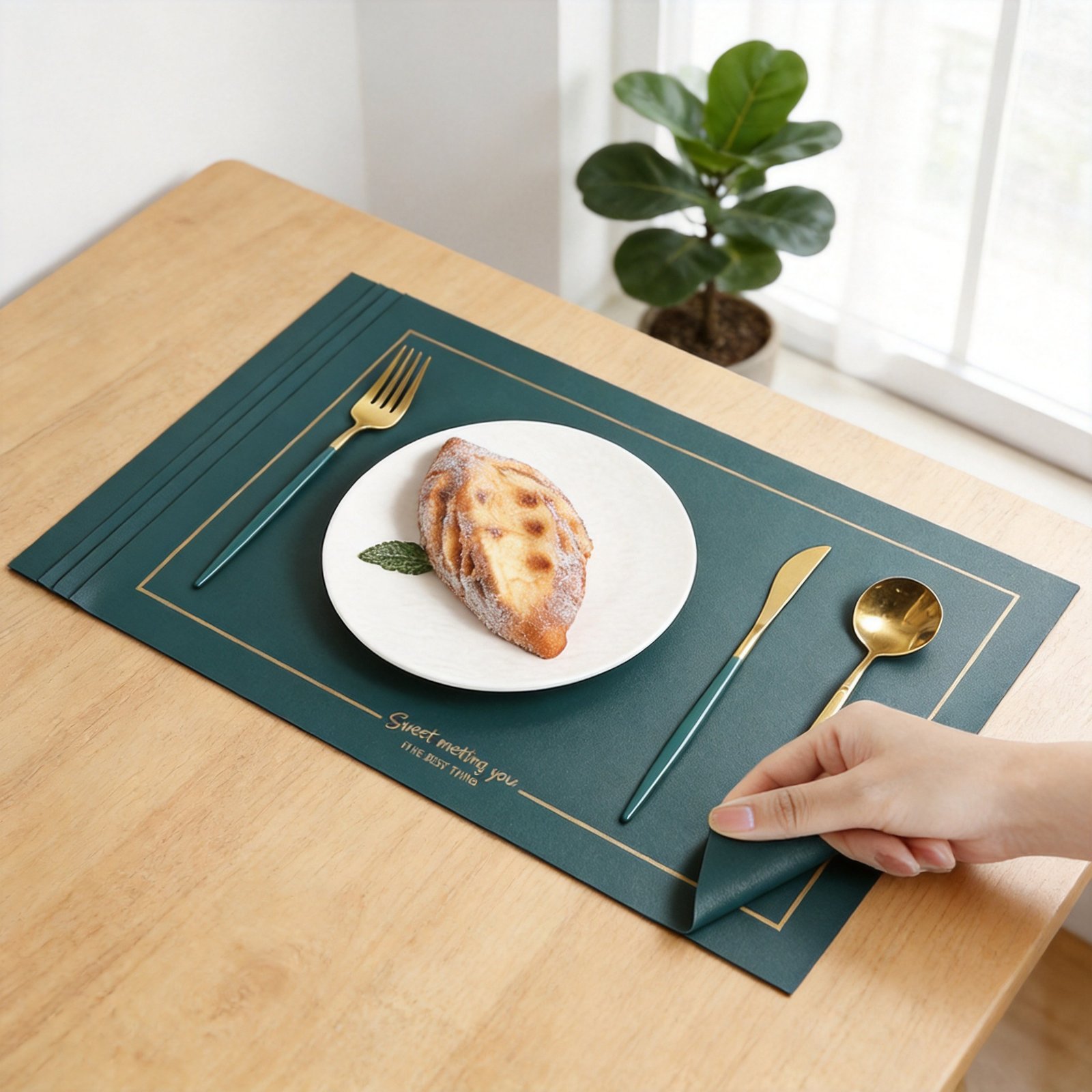 Custom Nordic Square Leather Placemat