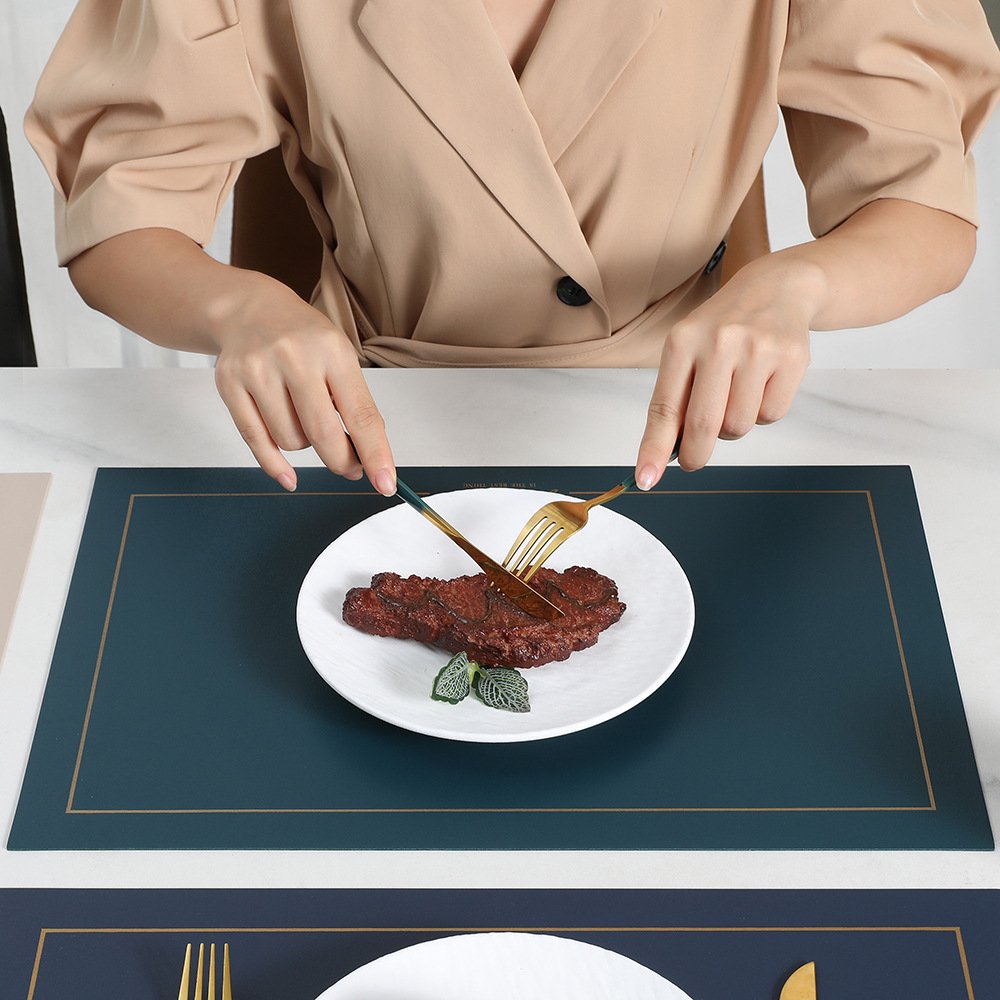 Custom Nordic Square Leather Placemat detail