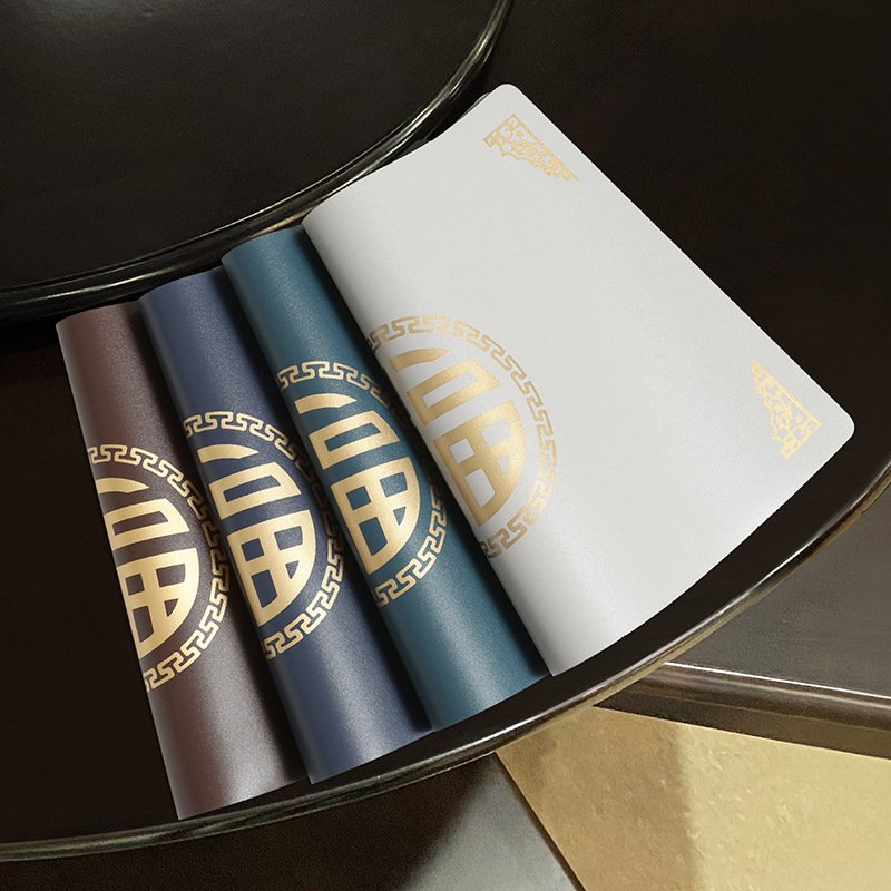 Custom New Chinese Fan-Shaped Leather Placemat detail