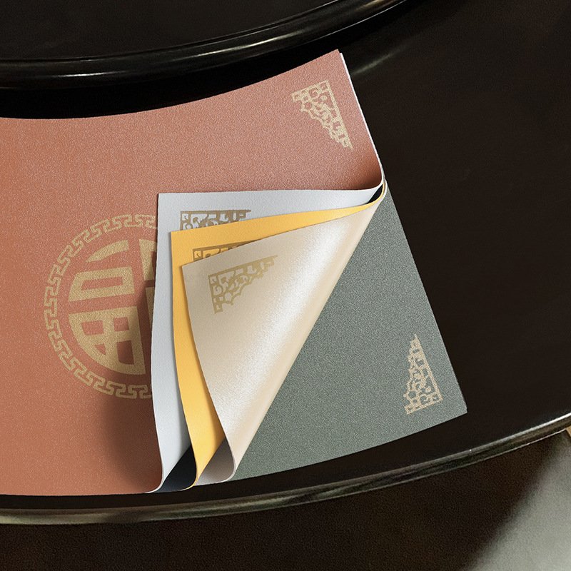Custom Double-Sided Fan-Shaped Leather Placemat detail