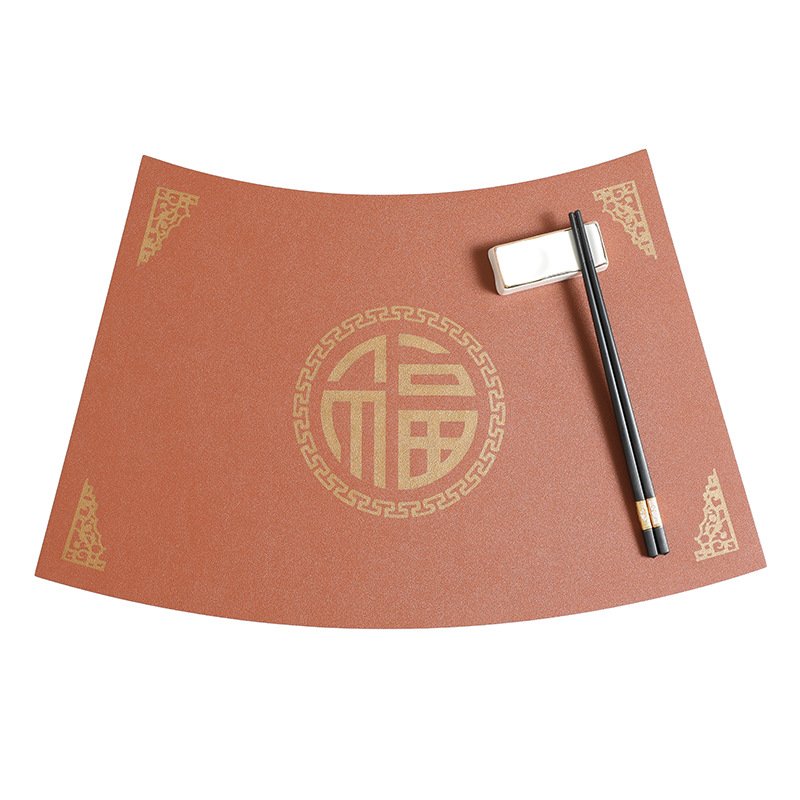 Custom Double-Sided Fan-Shaped Leather Placemat detail