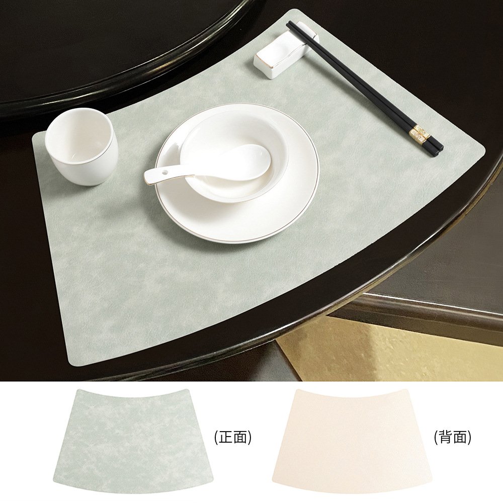 Custom Vintage Cowhide Fan-Shaped Leather Placemat detail